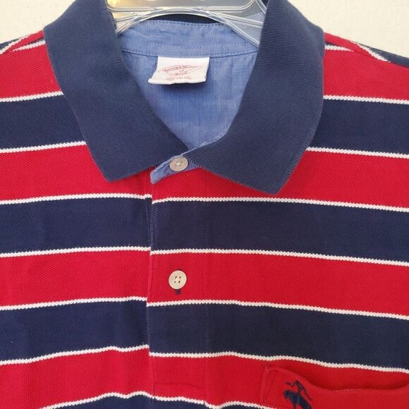 Brooks Brothers 346 Mens M Original Fit Polo Shirt Red Striped Short Sleeve - Picture 4 of 16